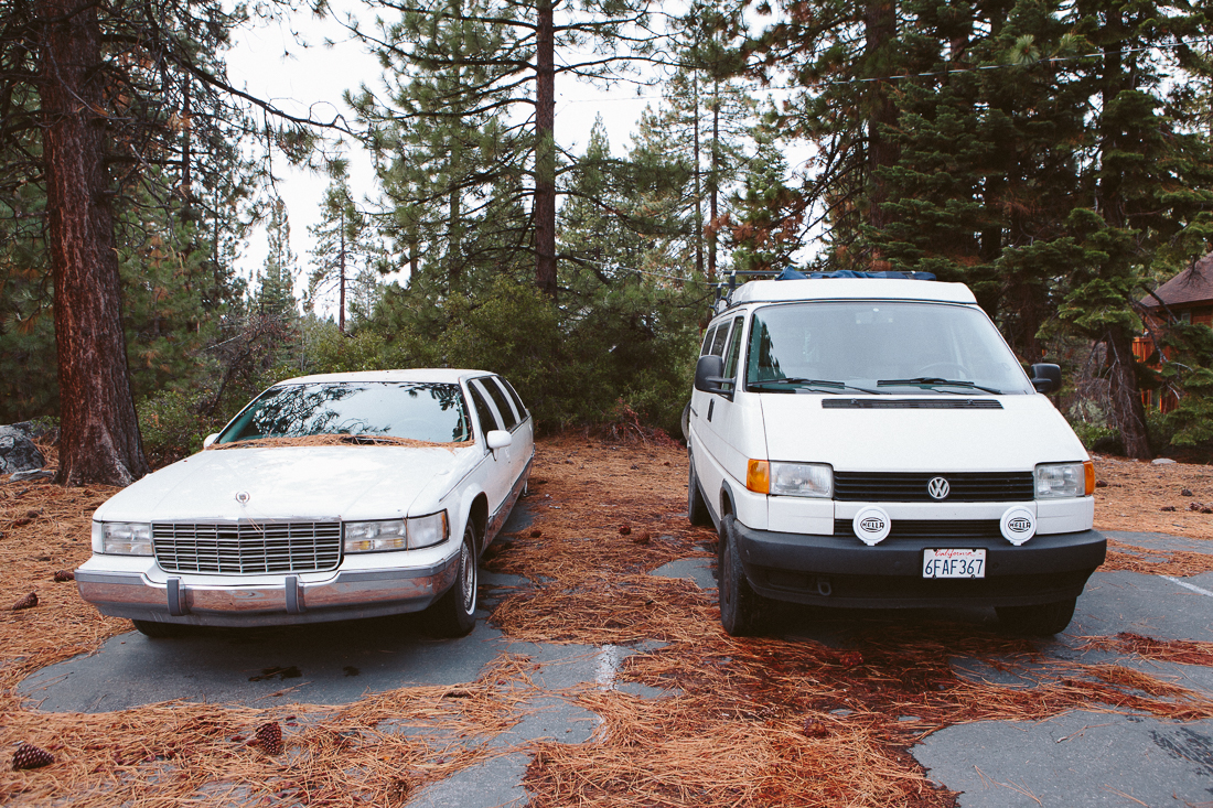 I went to the historic CalNeva casino, but it's being remodeled. I found their old limo and my van posed for a portrait with it. 