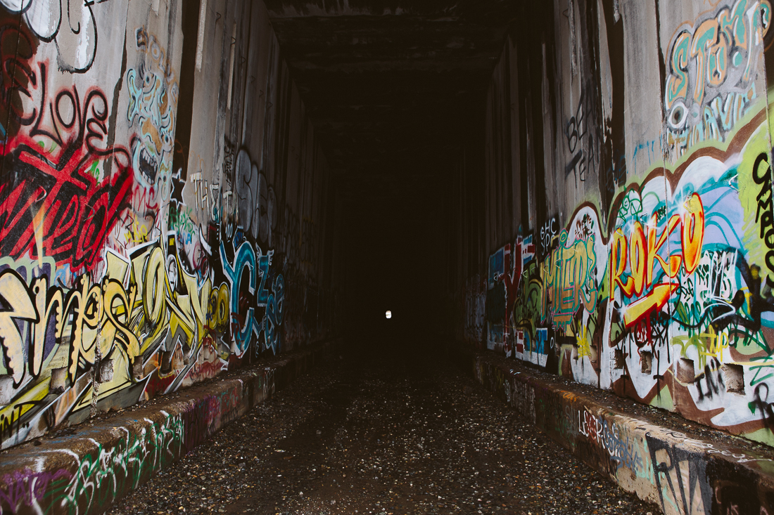 One of the tunnels serves as a graffiti artist's training grounds. 