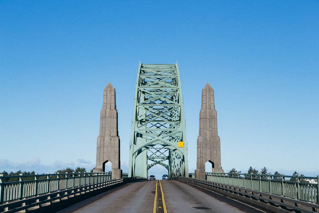 I'm a sucker for art deco architecture. Yaquina Bay has an amazing bridge. I play Frogger in the traffic for this pic. 