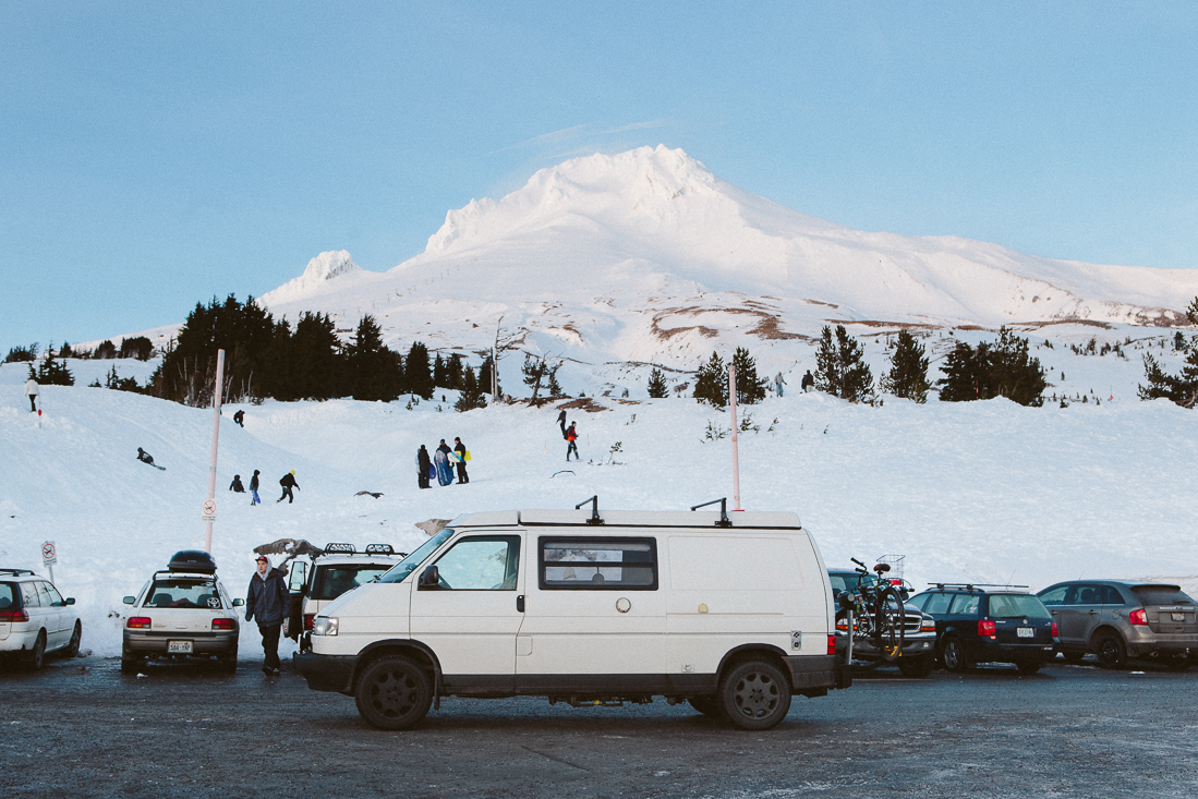I had to revisit Timberline on Mt Hood. I've been in this parking lot probably over 1000 times, and this was the first without a snowboard. 