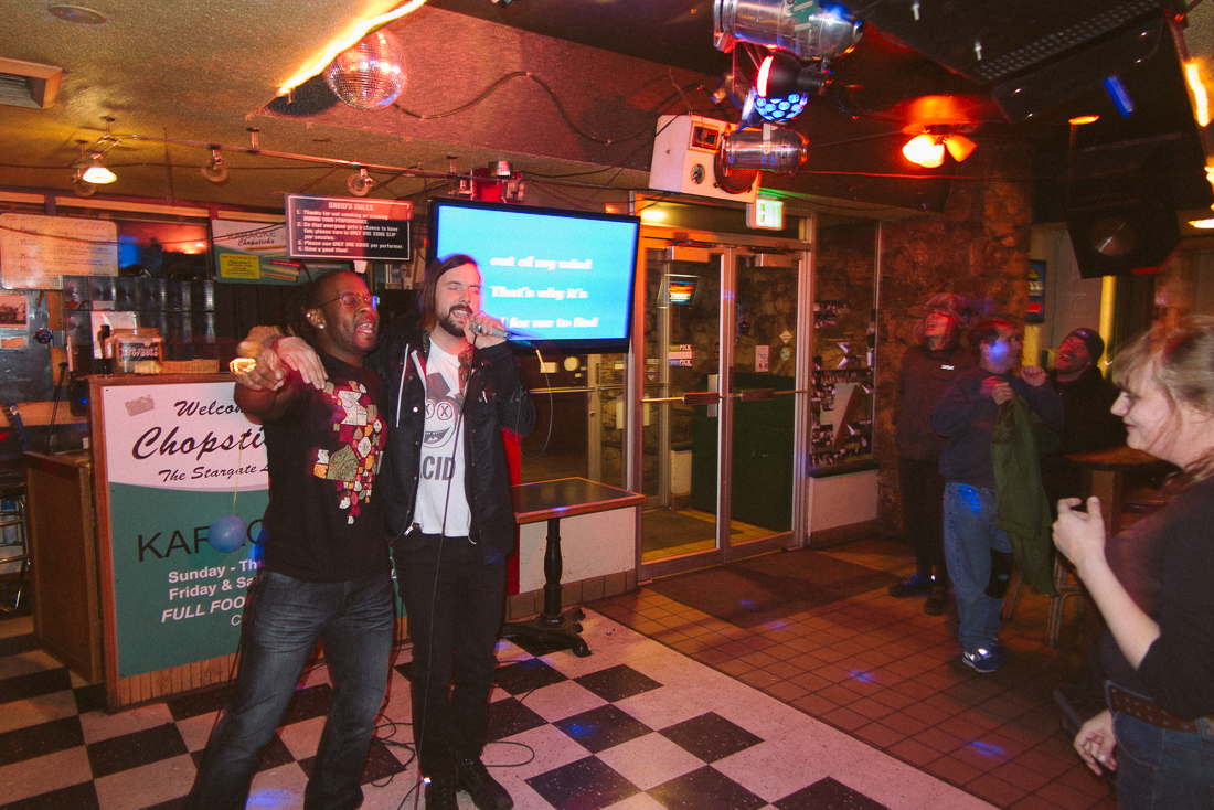 Chopsticks is an iconic karaoke spot, soon to be closing. My buddy Alex Mertz getting his fill while he can. 