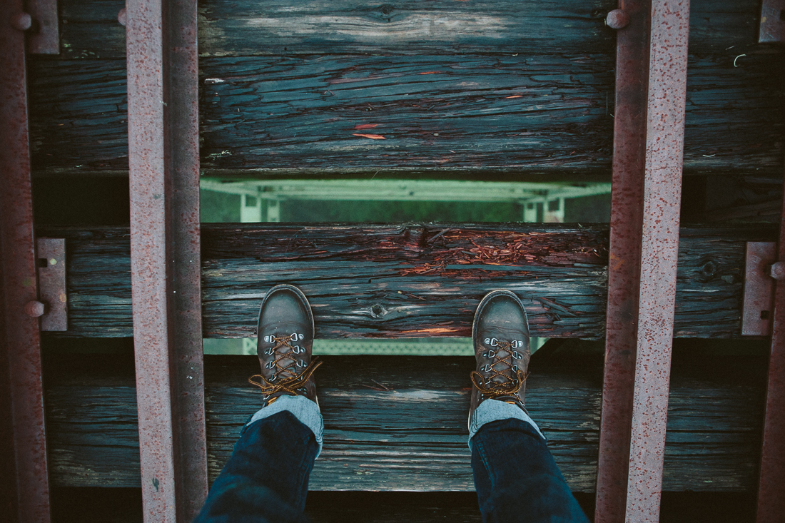 It was sketchy to say the least. The boards are a few inches apart and glancing down makes a dizzying experience. 