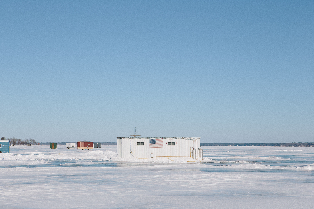 It's actually so stable that people drive their trucks out here and set up these fishing hut buildings. 