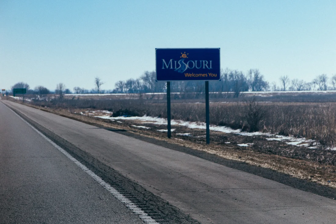 The Missouri board of tourism is slacking. Thanks for the welcome, but you could come up with a better state slogan than this.