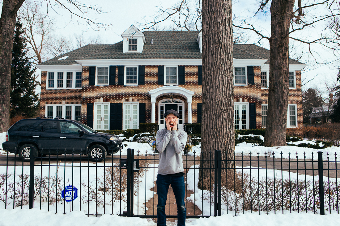 I went by Macaulay Culkin's house, but he couldn't have visitors over because he was HOME ALONE! 