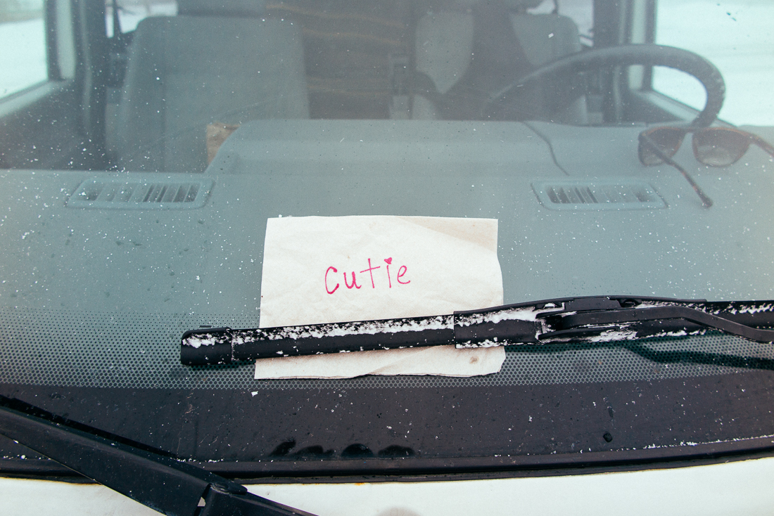 On Valentines Day I went into a Dunkin' Donuts for a treat, and came out to this on my window! Nobody was around to claim it though...