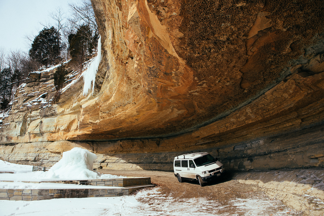 To end this story on a lighter note, I went to this waterfall that you can drive behind, but the dang thing was frozen into icicles! haha, it was only a hundred miles out of my way, but you know what they say, "It's all about the journey, not the destination"! 