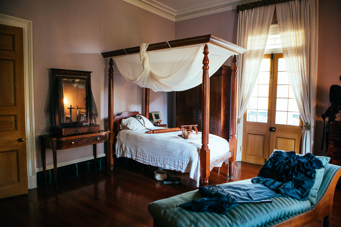 Over the history of this mansion, many people died in this room. The cloth over the mirror is said to stop spirits from appearing in it.