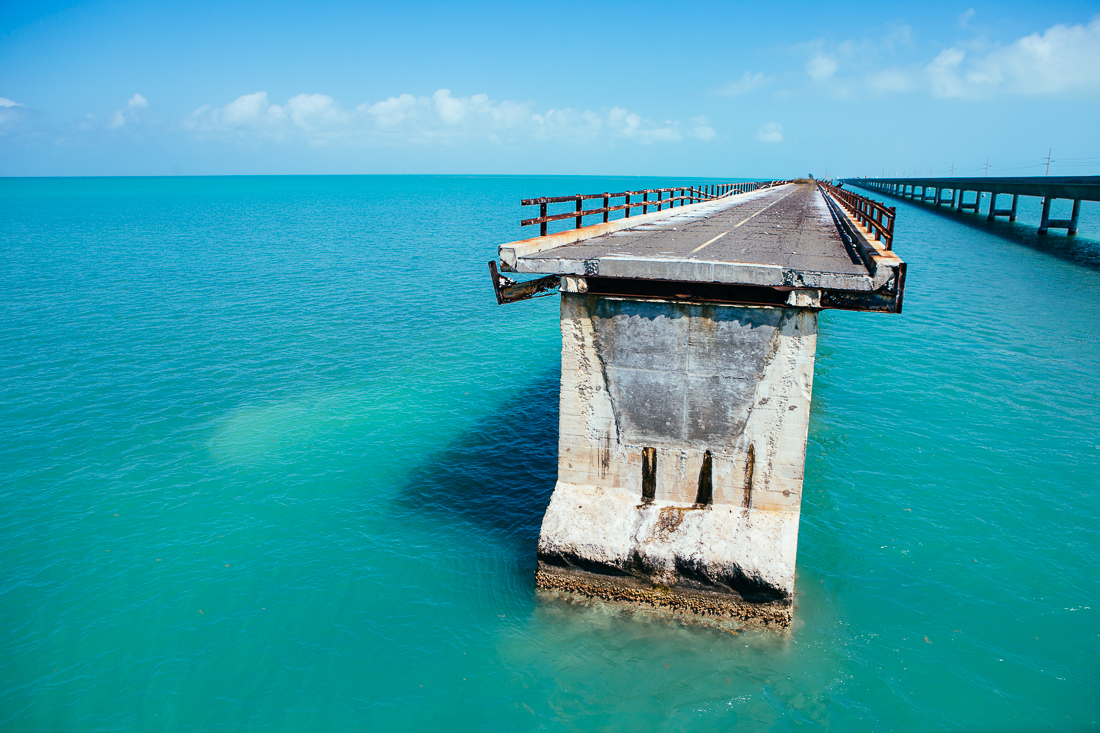 I headed down along the Keys, and biked to the edge of an abandoned stretch of highway. The color of the water down here is so insanely cool. 