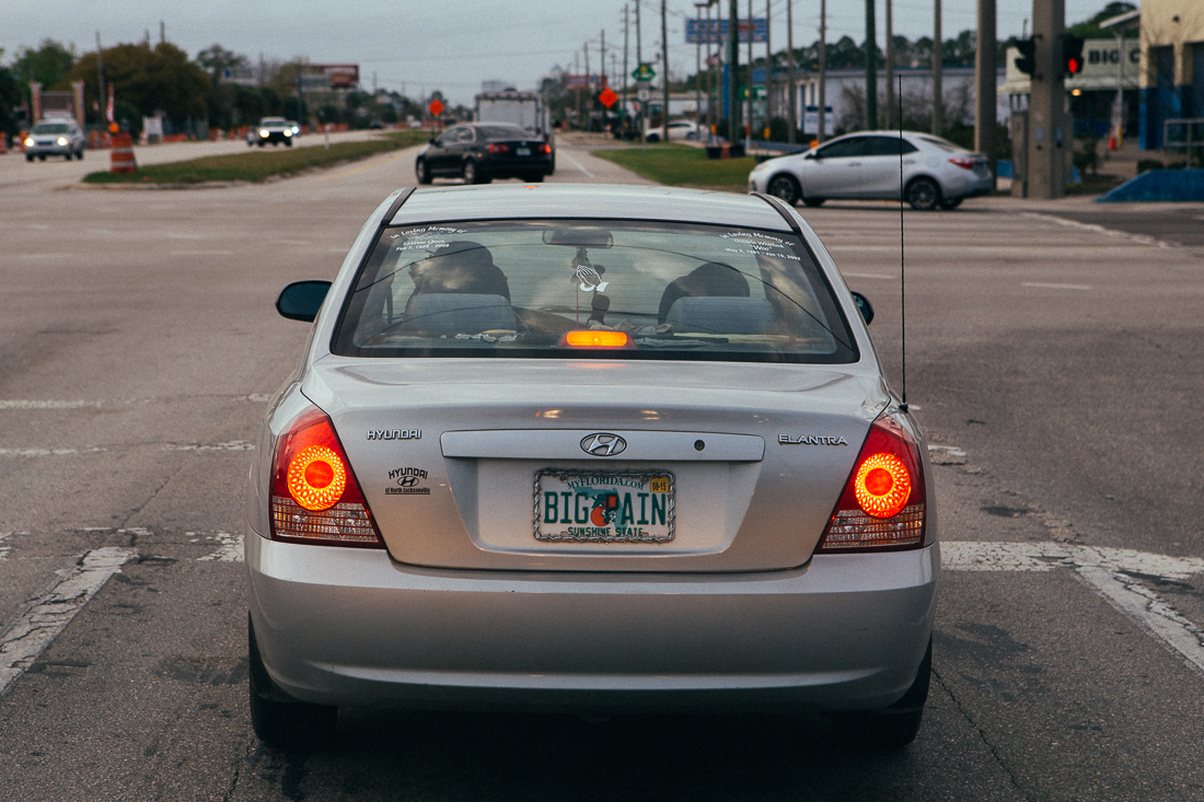 This license plate must be talking about driving back in their home state of Florida . I stopped at more traffic lights there than every other state combined on this trip so far. 