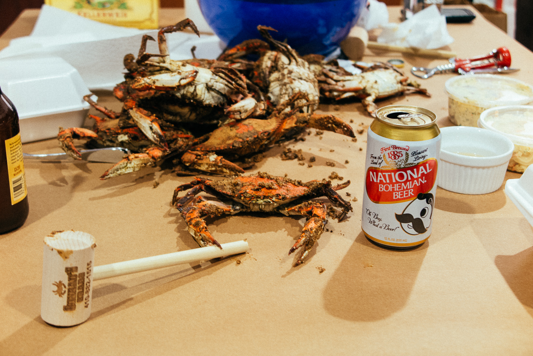 Linda couldn't let me leave without a traditional Maryland meal, a huge bag of crabs and Natty Bo.