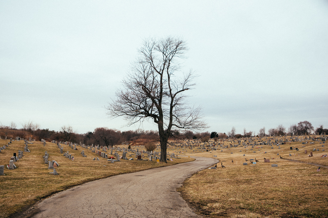 The beginning of this cemetery is nice and kept up, but down this road...
