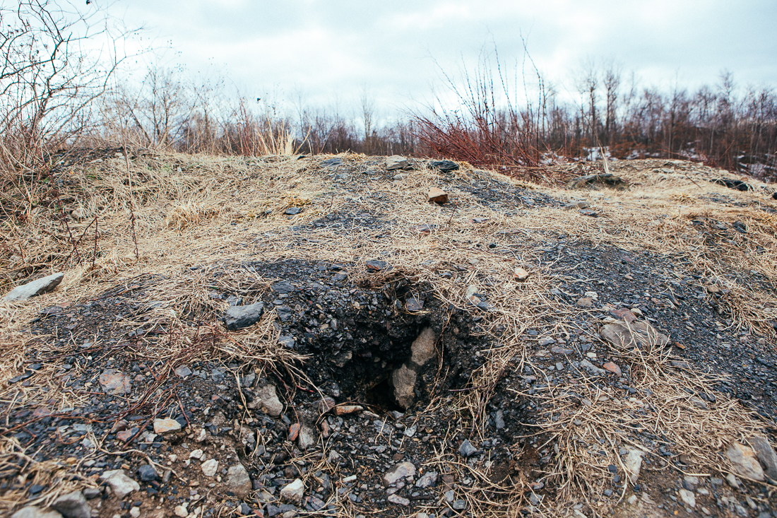 It was too windy to show in a photo, but deadly gas was steaming out of this hole.