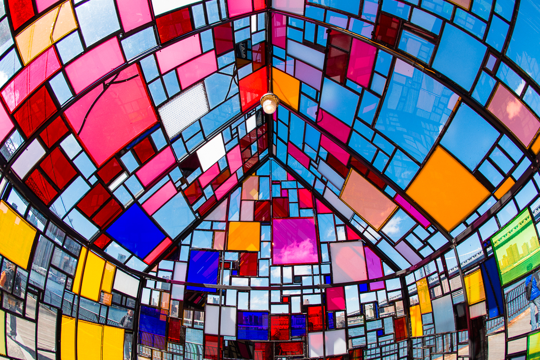 Over near the Brooklyn Bridge is an art installation by Tom Fruin called Kolonihavehus. I snuck inside for this pic while it was unlocked for a couple minutes.