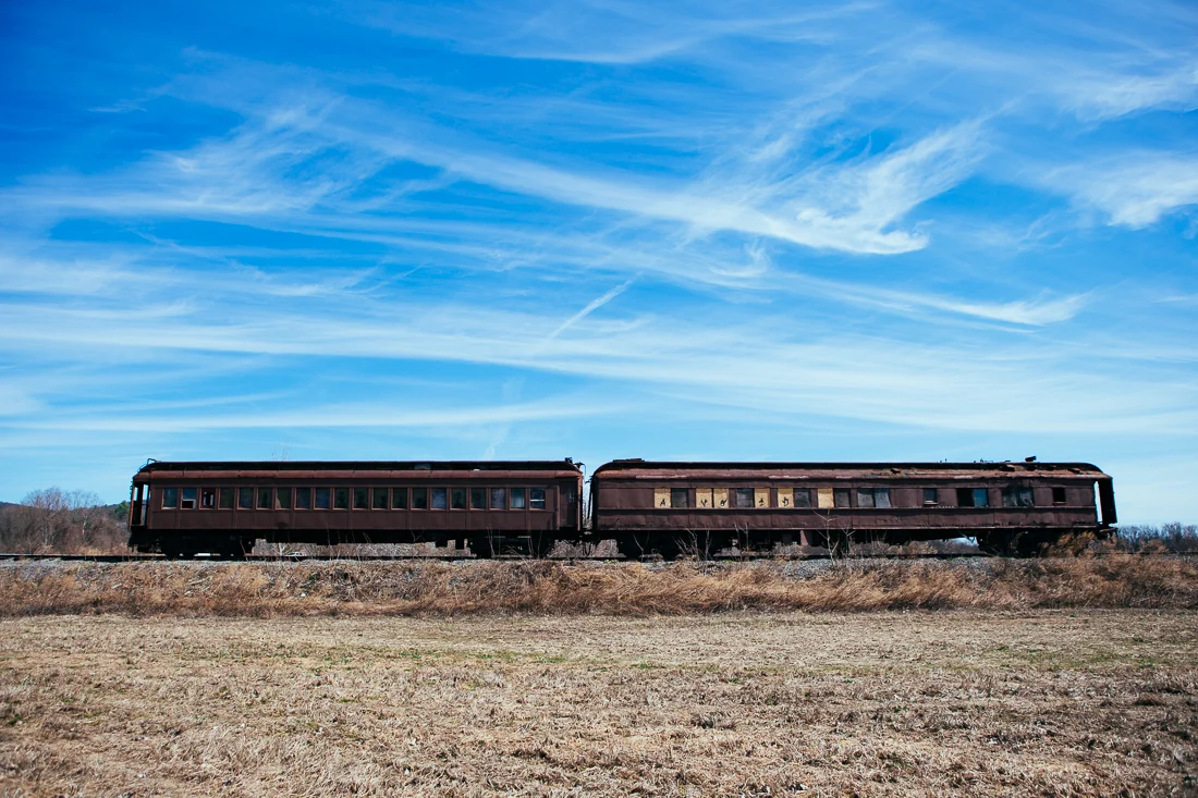 I pulled off the road to check out this abandoned train, which looks to be the dining cars.
