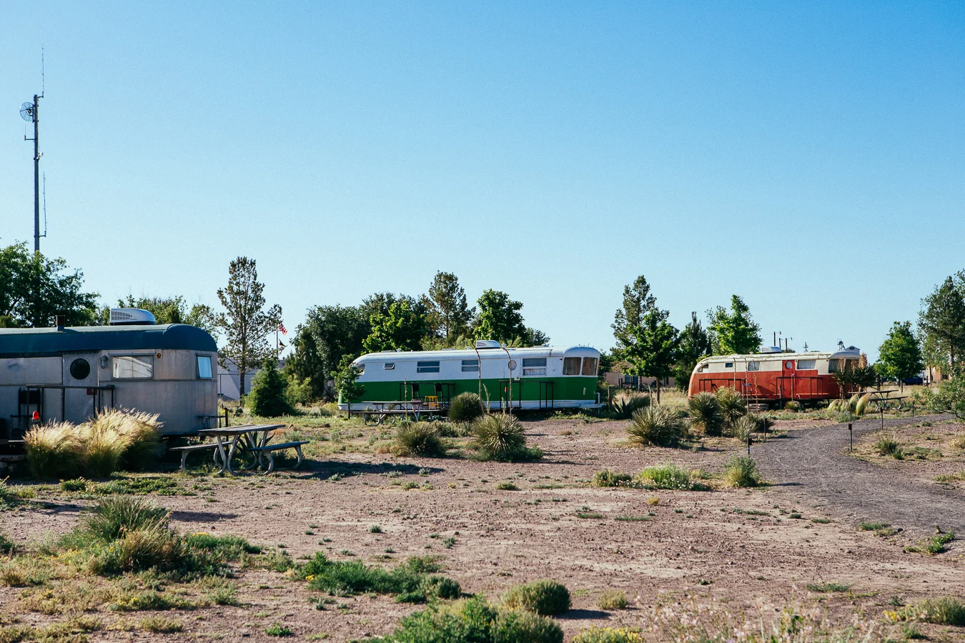 Everybody was telling me I had to visit Marfa saying how cool it was. Maybe on a holiday, but this place was really lackluster when I came through. The only interesting thing was this "motel" that is a bunch of rad old trailers and teepees to camp in. 