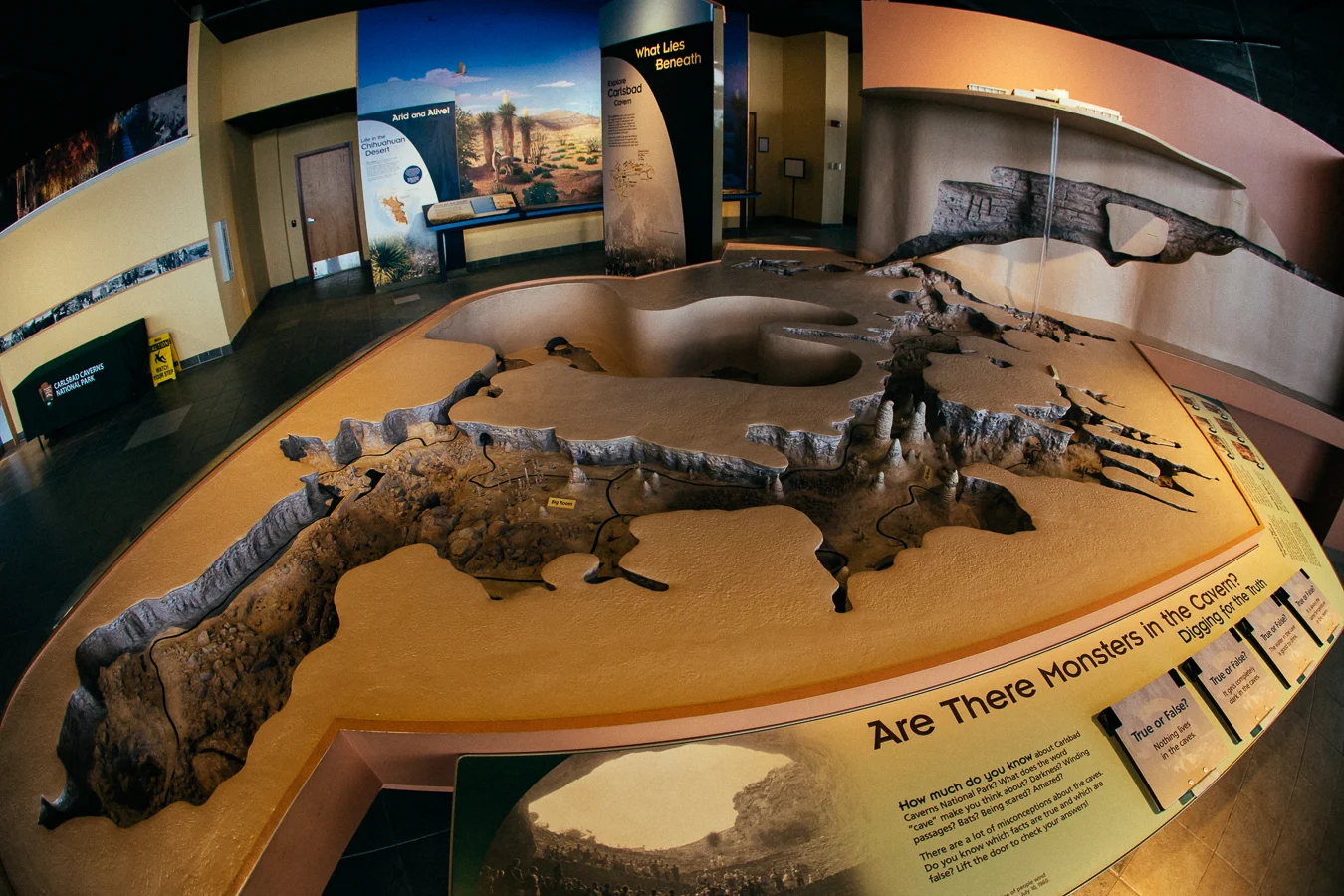 1st stop, the massive Carlsbad Caverns. This model shows the entrance on the far far right descending into the cave. I didn't take the elevator and hiked back out, which was about 3ish miles round-trip all underground.