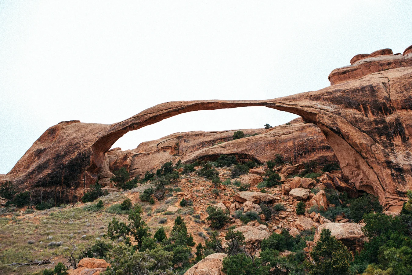 This thin bridge is the Landscape Arch. It's so amazing that Earth created this without human influence.