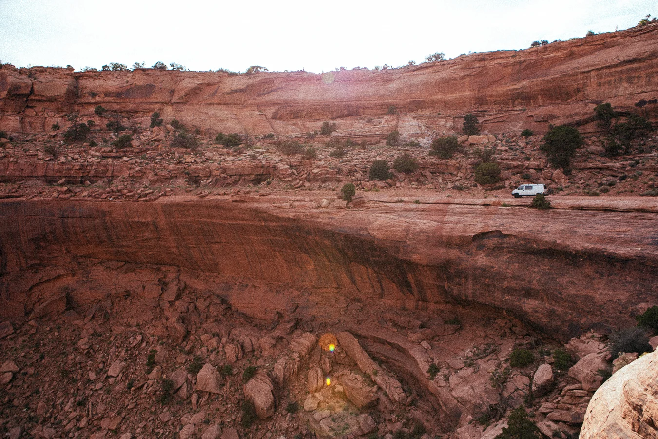 Shafer Trail is no fvcking joke . My hands were white-knuckled on the steering wheel while driving down the switchbacks from here. Click that link to see some pics from others.
