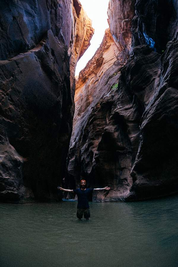 I went about 3 miles before finding this great spot for a self-portrait. I set my tripod in the middle of the river, hoping the legs held up in the current.