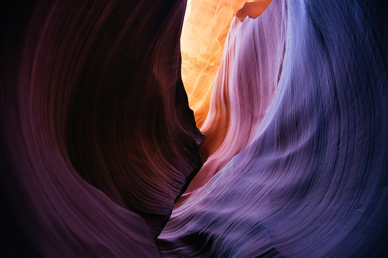 In certain nooks, the color tones on the sandstone walls go berzerk from the reflecting light attempting to make it to the canyon floor.