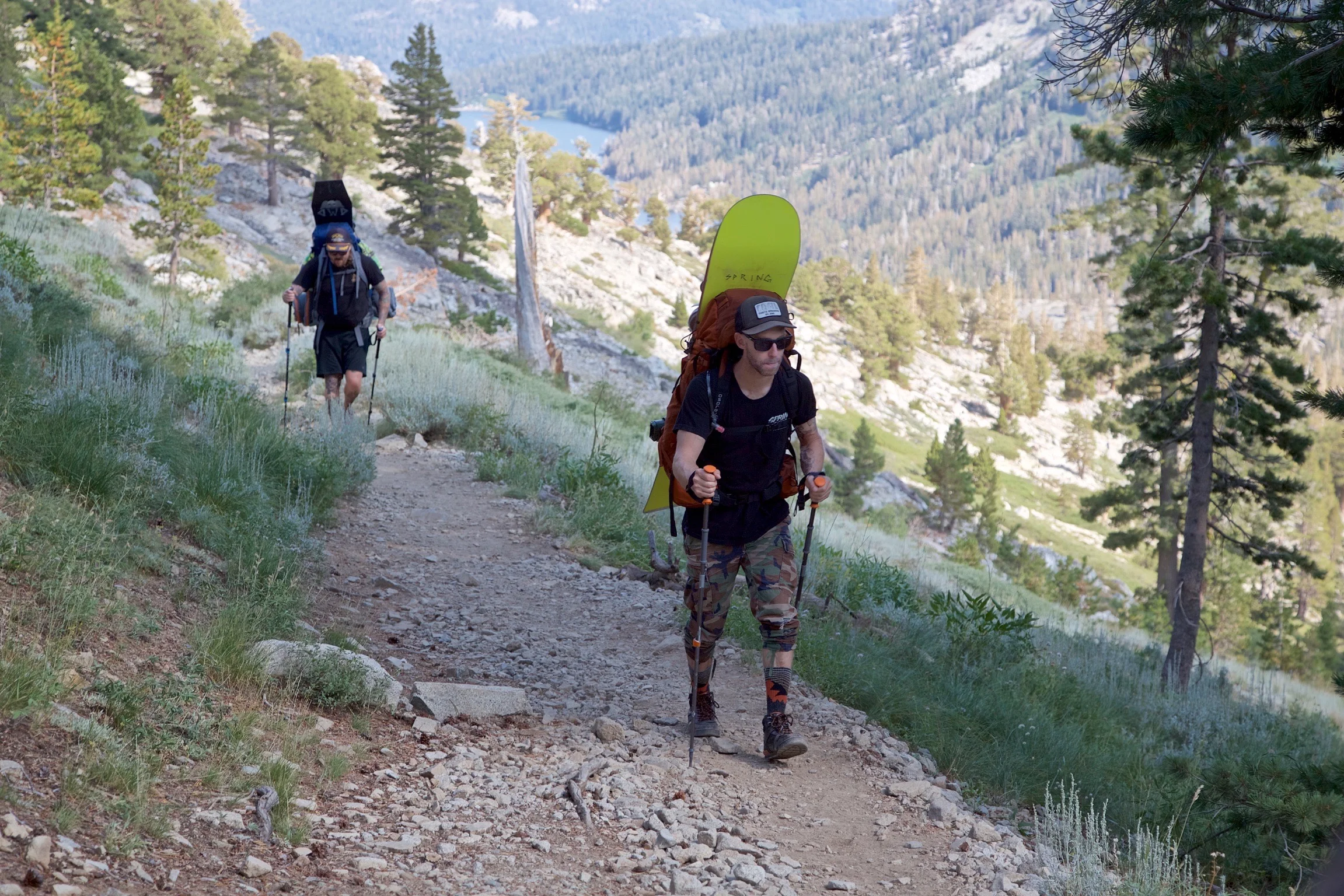 We packed enough gear for 4 days of camping. Joel Cline brought enough for a month. My pack including camera and shred gear hit about 75lbs, Joel maybe more with the kitchen sink. (photo by Chris Gallardo)