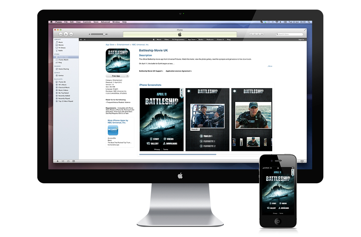 Apple app store Battleship download screen.