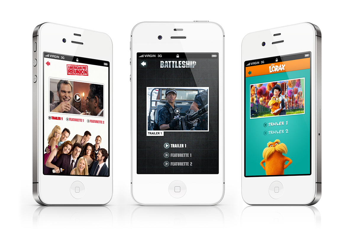 Trailer screens for each of the iPhone apps.