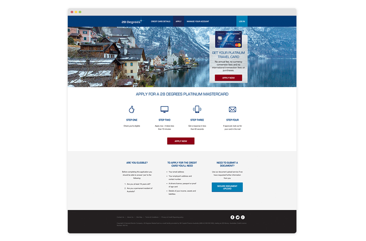 Apply for a card: one of the most important screens of the whole website.