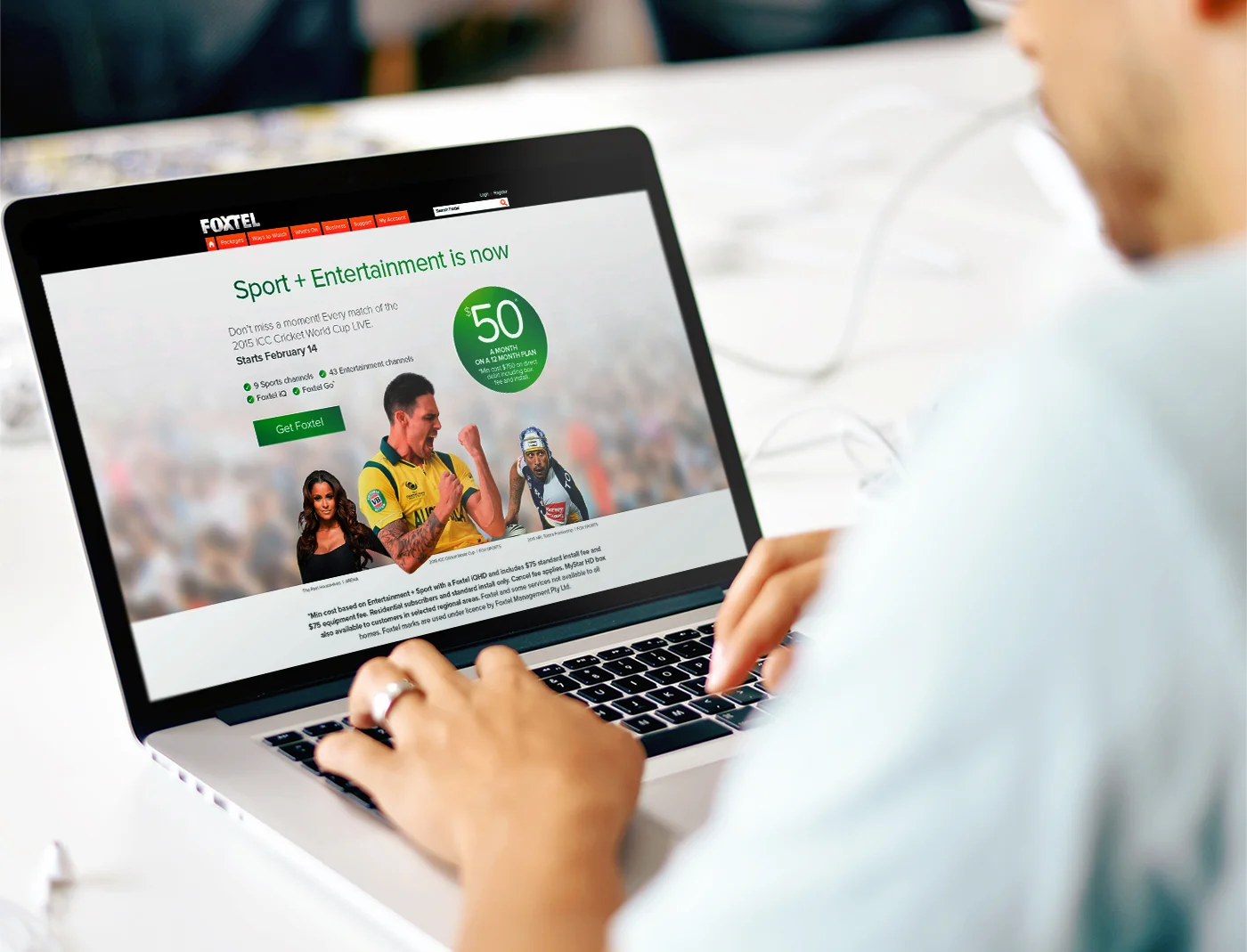 A micro-page for a $50 Sport + Entertainment package. For every campaign the agency would design a micro-page which all of the banner ads and emails would direct traffic towards, to encourage new customers to sign up.