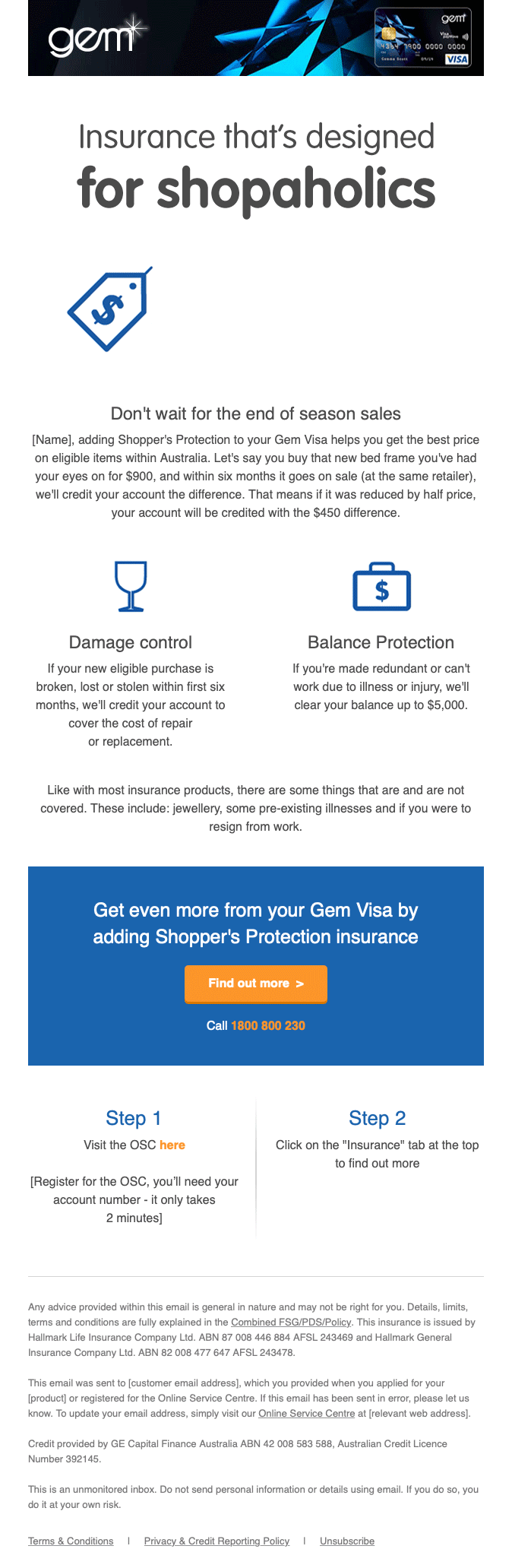 The Gem Visa email.