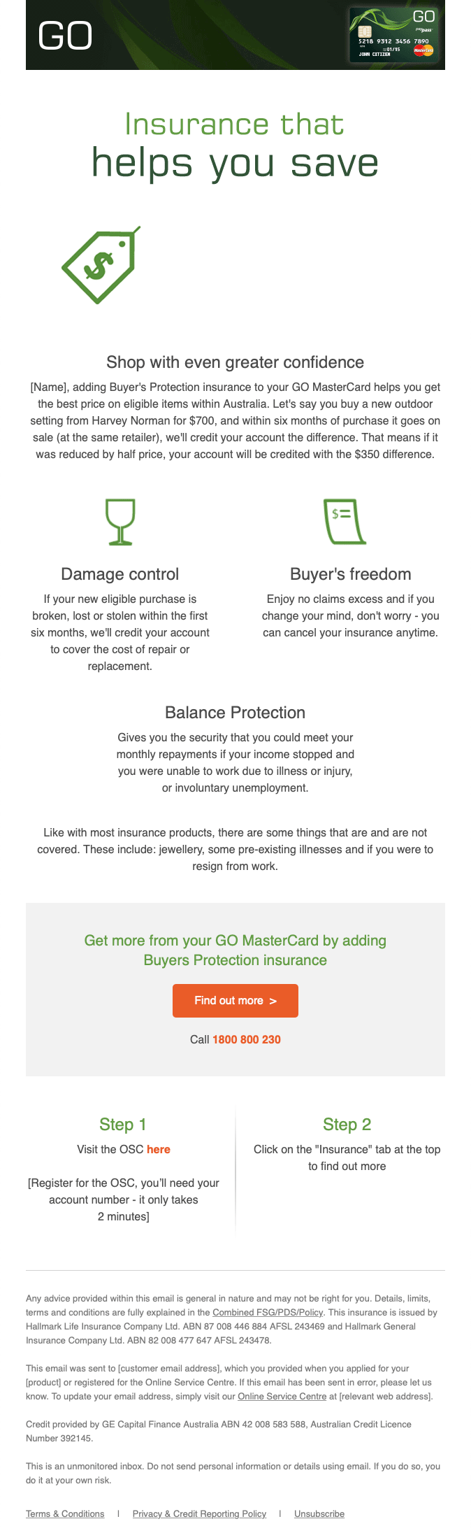 The Go Mastercard email.