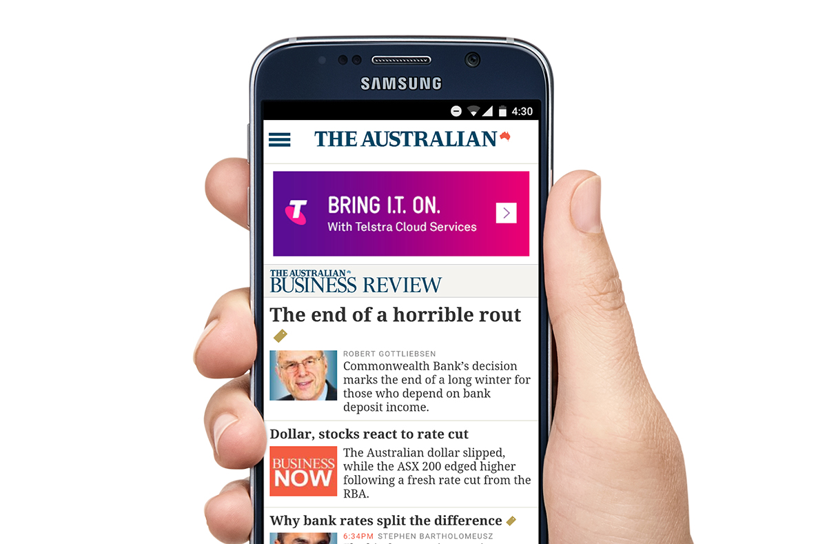 Mobile banner ad on The Australian.