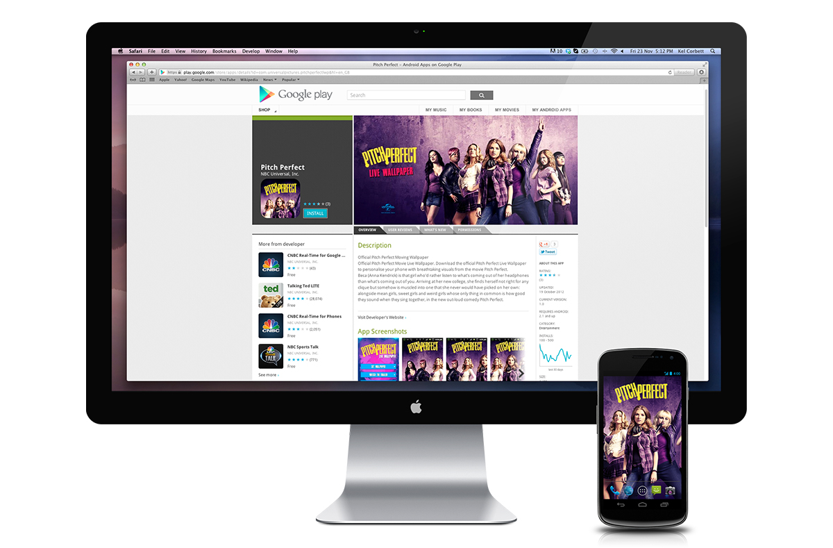 Google Play Pitch Perfect download screen.