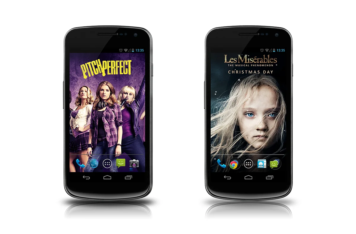 The main wallpaper screens for each of the apps.