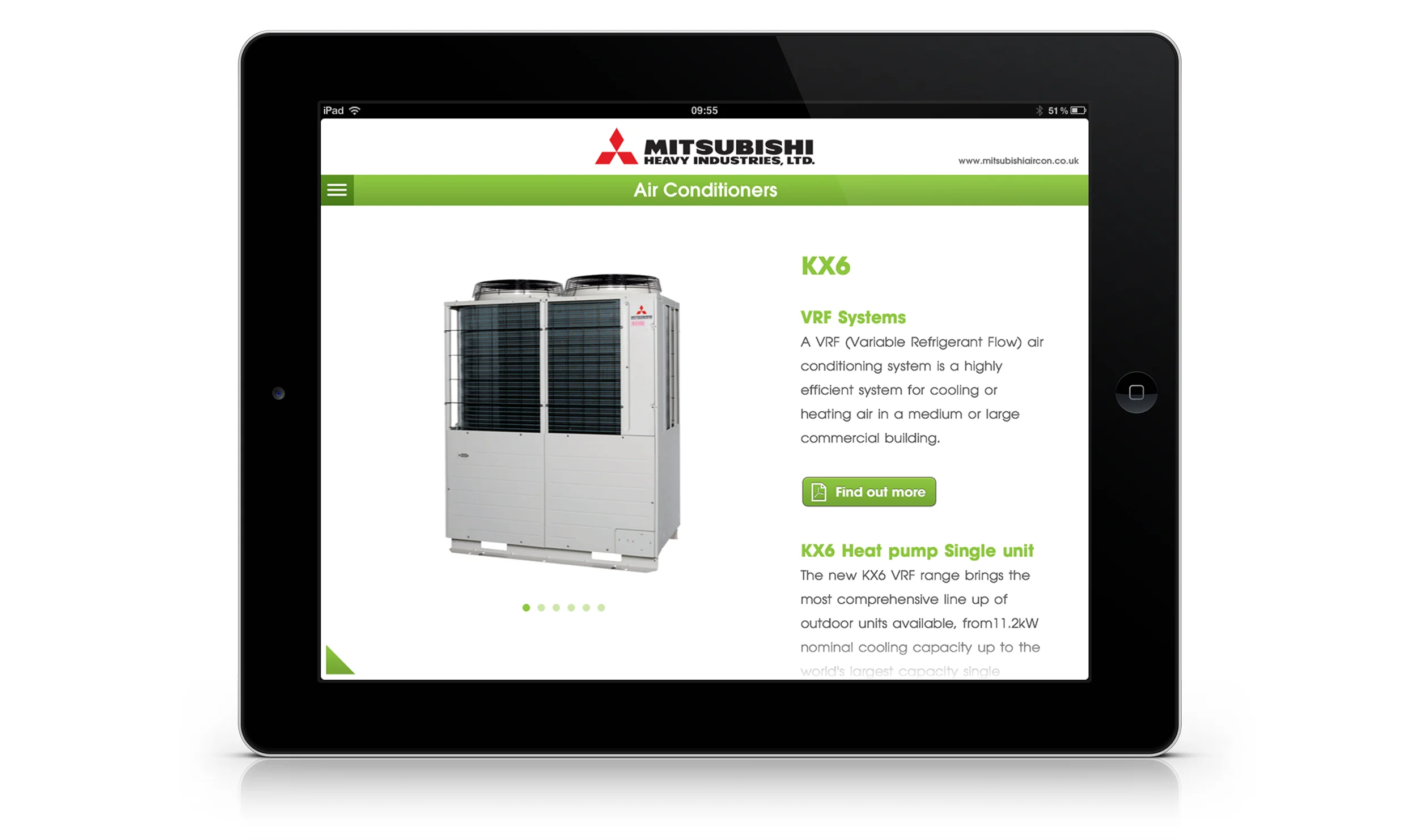 Product information screen.