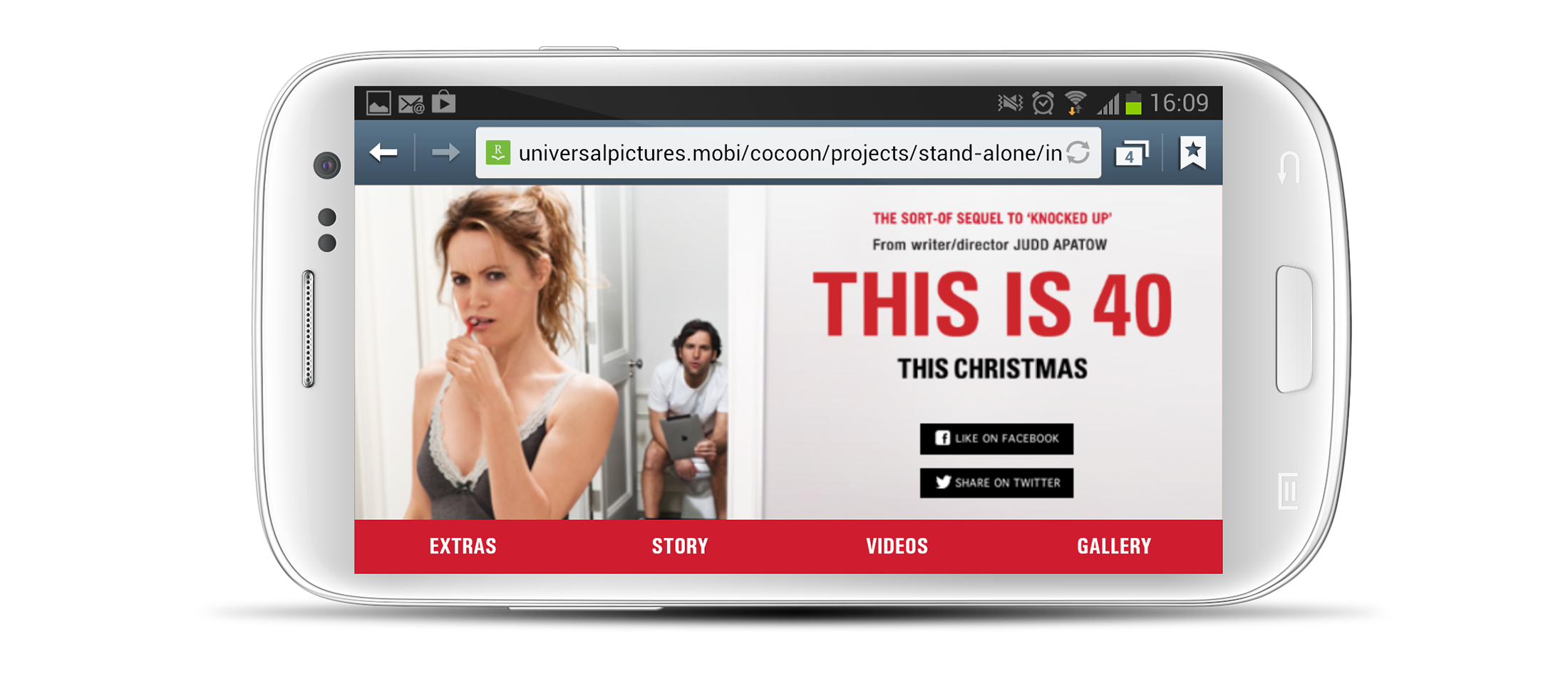 Smartphone: homescreen in landscape orientation.