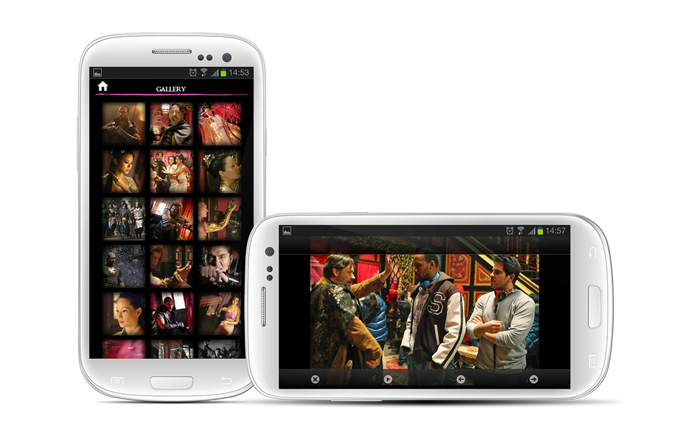 Gallery screen in portrait and fullscreen landscape mode.