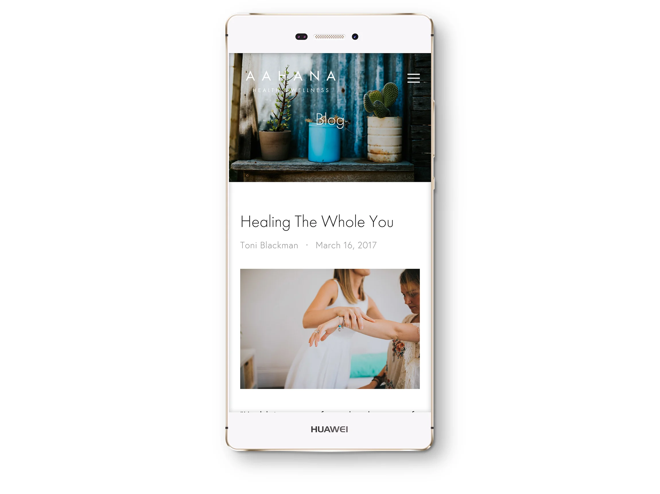 Smartphone: Blog screen.
