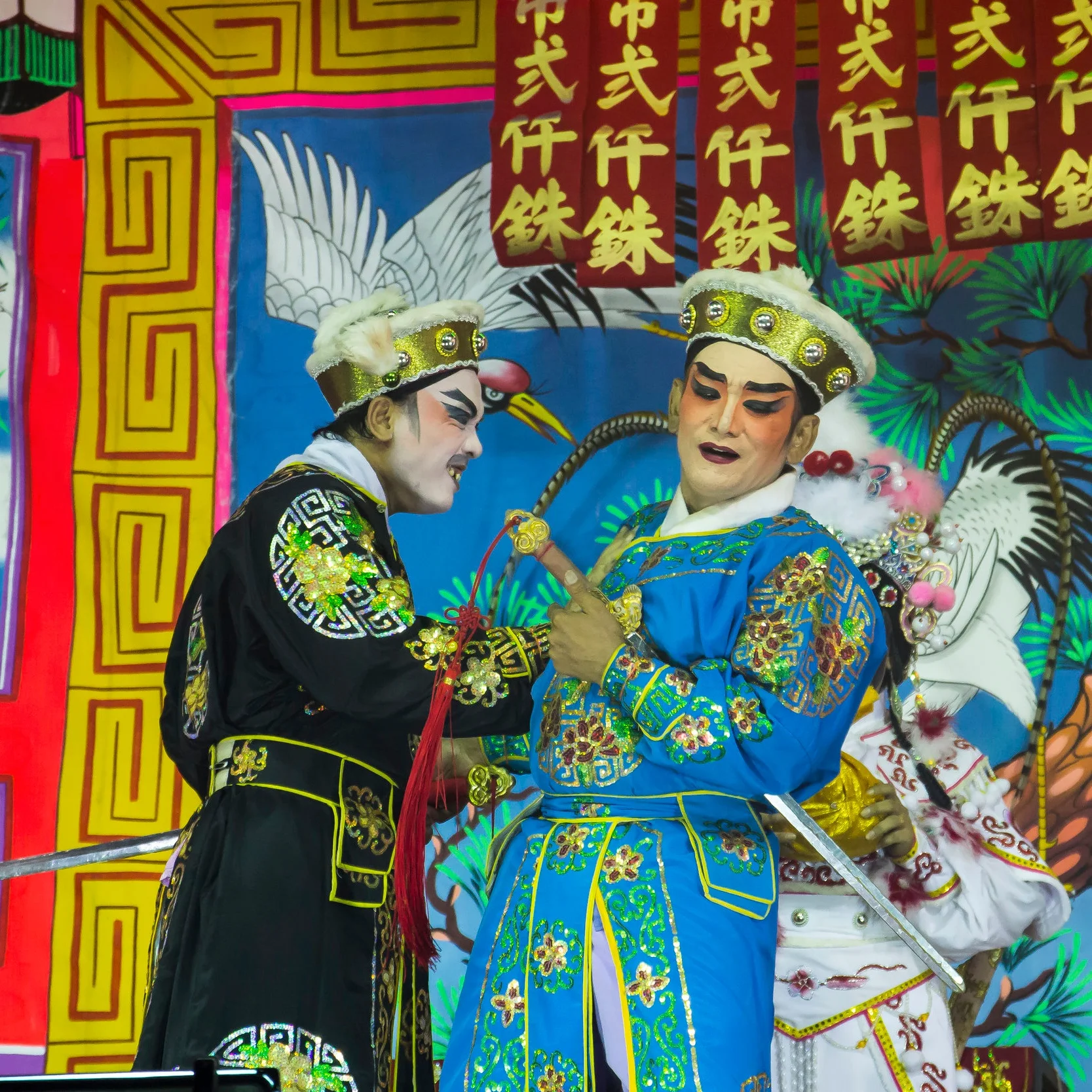 Colourful Chinese theatre in the outskirts of Bangkok, Thailand.
