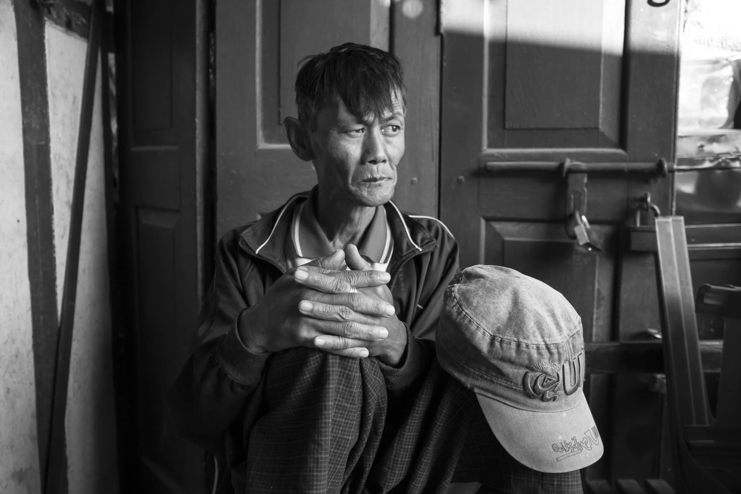 Old man in the Kalaw street markets, Myanmar.