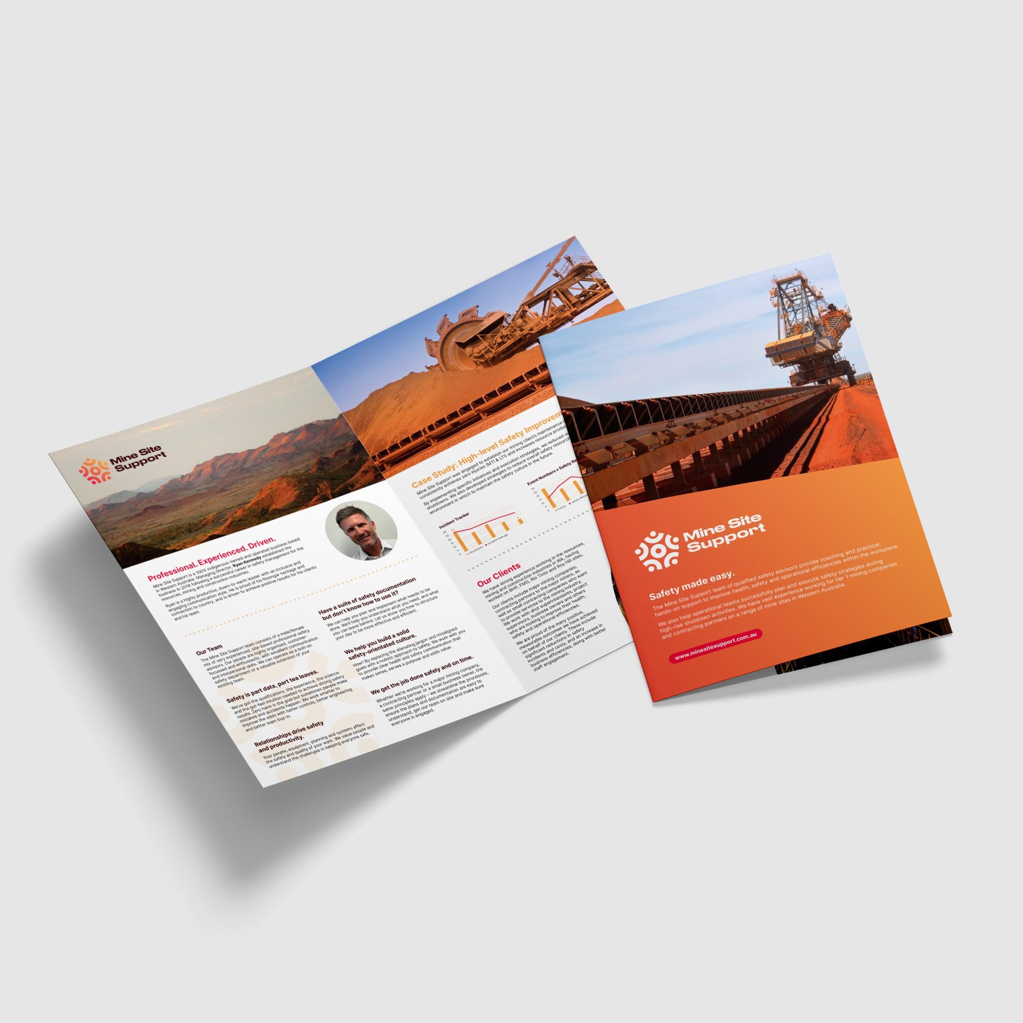 Capability statement 4-page A4 brochure designed for Mine Site Support, an indigenous-owned and operated business providing safety and operational services for tier 1 mining companies and contractors in West Australia.
&bull;
&bull;
&bull;
&bull;
#br