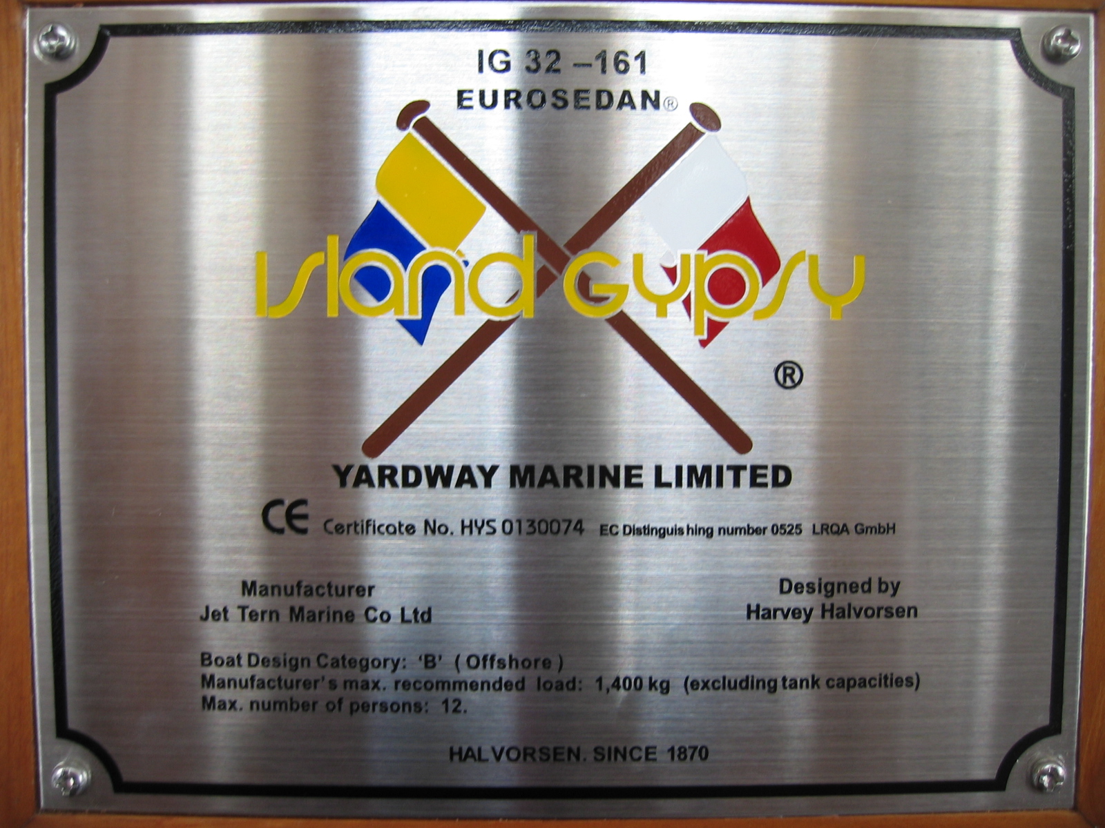 Typical Builders Plate.