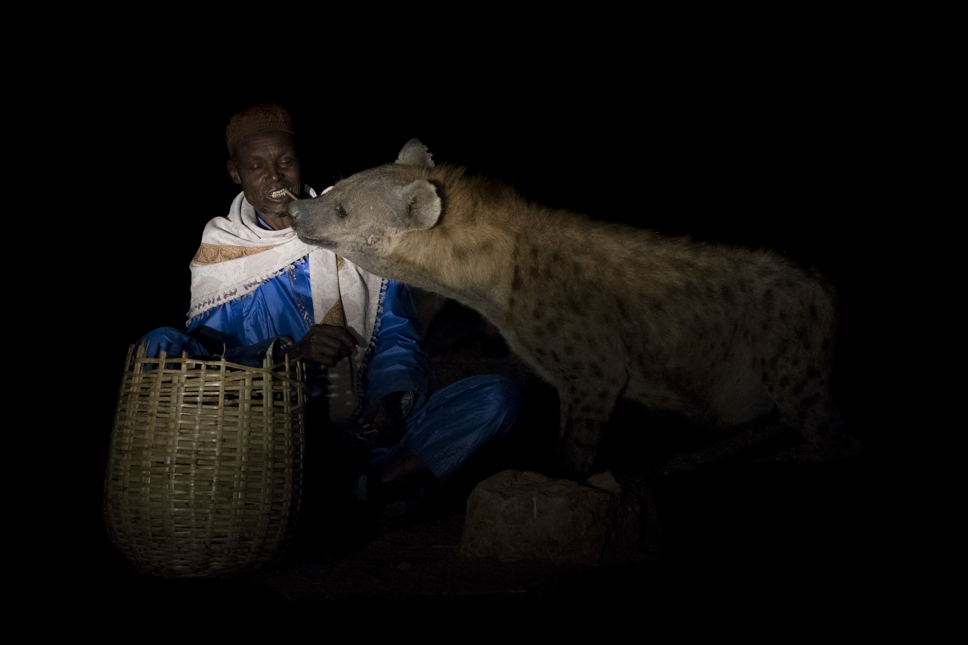  Yusuf is the oldest and one of the last remaining traditional hyena men, still in his traditional garments he feeds the hyenas for the reason he first began, spiritual reasons.&nbsp; 