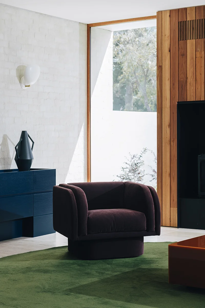 Designer furniture product photography. Interiors shot in Architectural home in Melbourne, Australia. For brand Grazia & Co. Mid Century