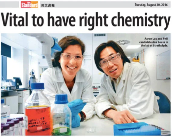 The Lau lab featured in the Standard, a Hong Kong newspaper (http://paper.thestandard.com.hk/?date=2016-08-30&page=22&pubkey=2016083000