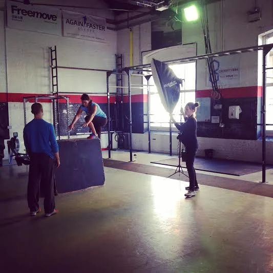 Coach Phil taking Lucy Fry through pistol progressions for her piece in Telegraph Life – look out for the article, out soon!