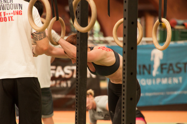 Coach Maria prays to the Ring Dip Gods for mercy during her meeting with "Elizabeth" at the 2013 French Throwdown... 
