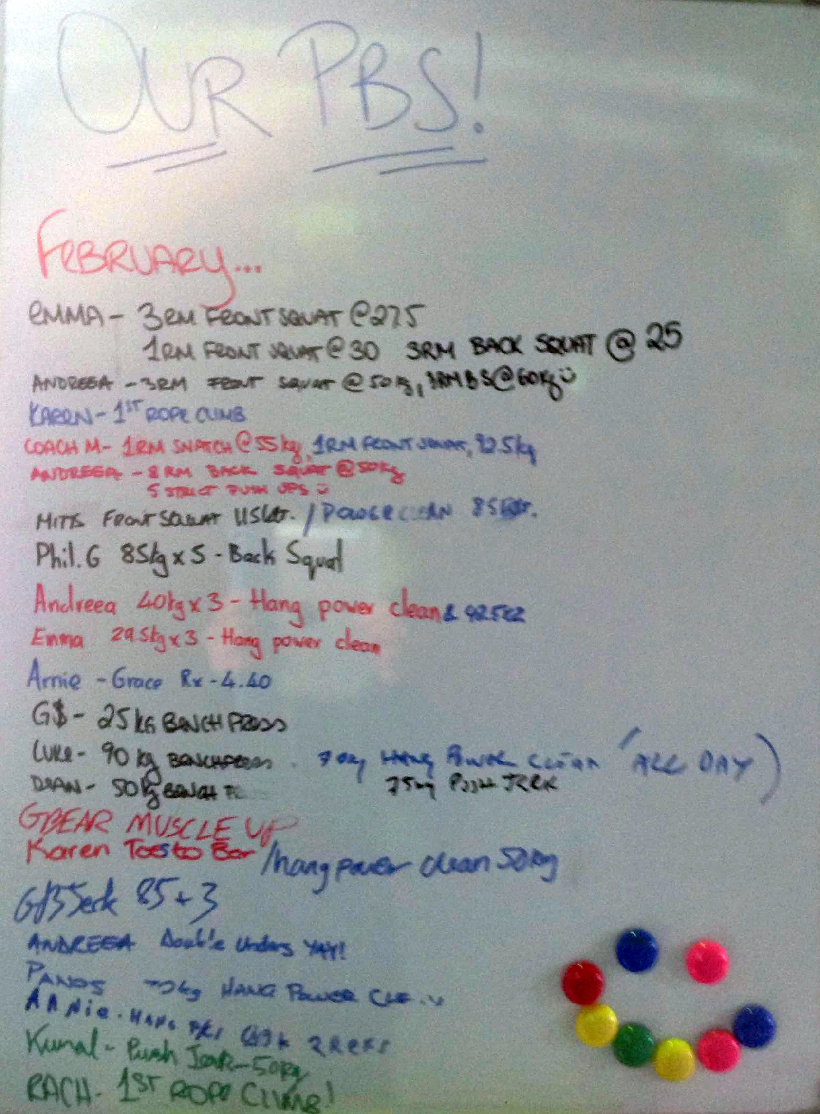 All of our PBs from February.... nice work guys! Roll on March!