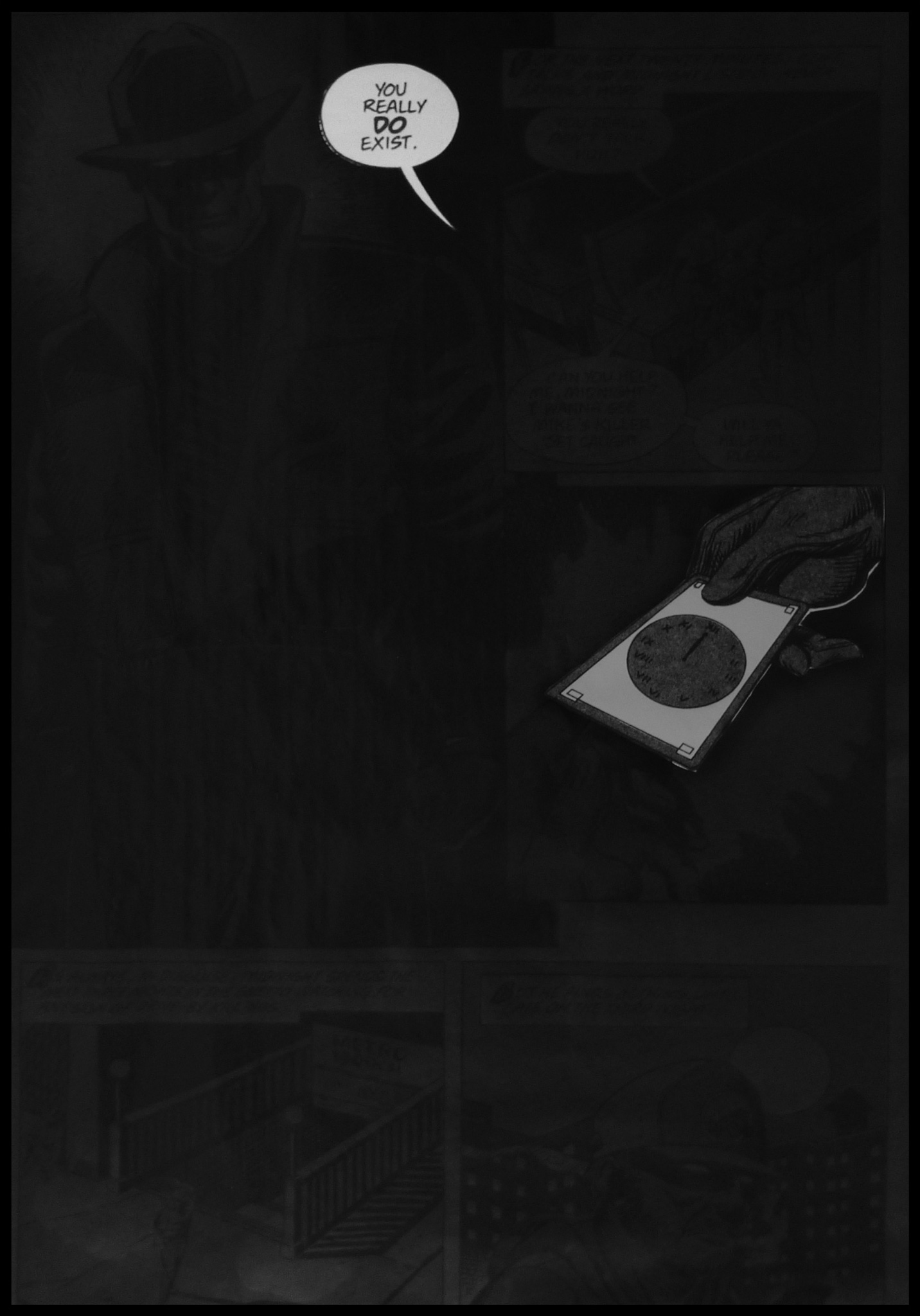 You Really Do Exist Photocopied 'Midnight' comic book page. Spray paint. 84.1 x 118.9 cm